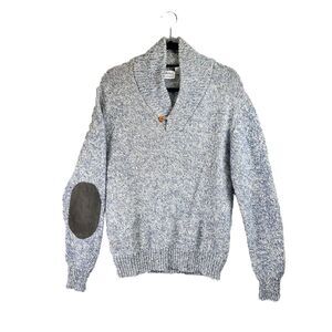 Vintage Brian McNeil Cable Knit Fisherman Patched Elbow Sweater L Wool Blend Uni